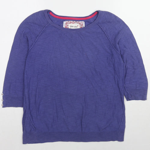 Per Una Womens Purple Round Neck Cotton Pullover Jumper Size 12 Pullover - Button Cuffs