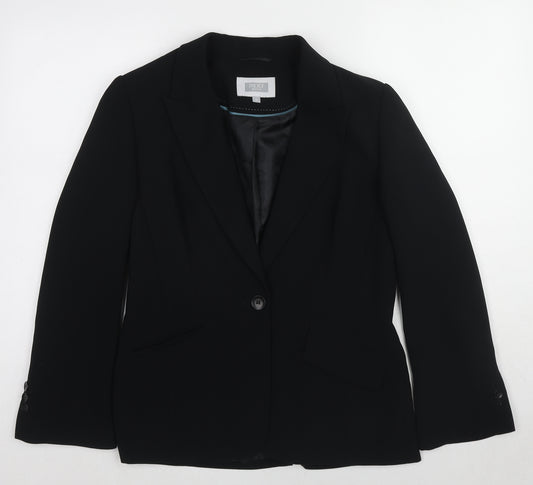 NEXT Womens Black Polyester Jacket Blazer Size 12