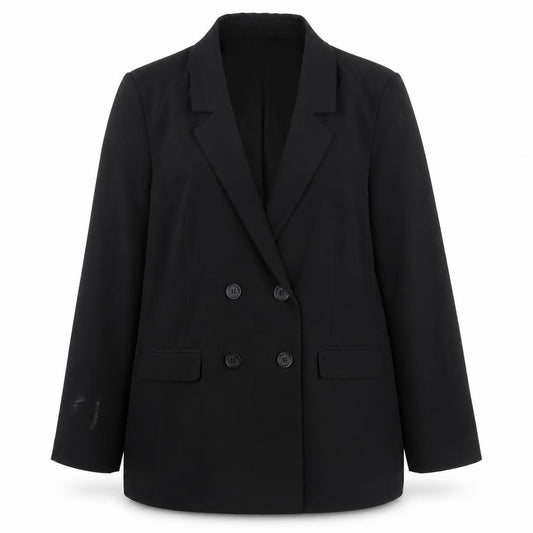Front view of French Connection women’s black polyester jacket blazer, size UK 16