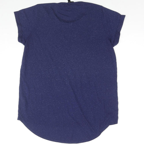 Topshop Womens Blue Polyester Basic T-Shirt Size 10 Crew Neck