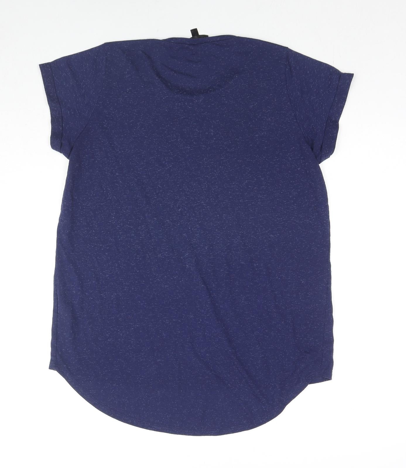 Topshop Womens Blue Polyester Basic T-Shirt Size 10 Crew Neck