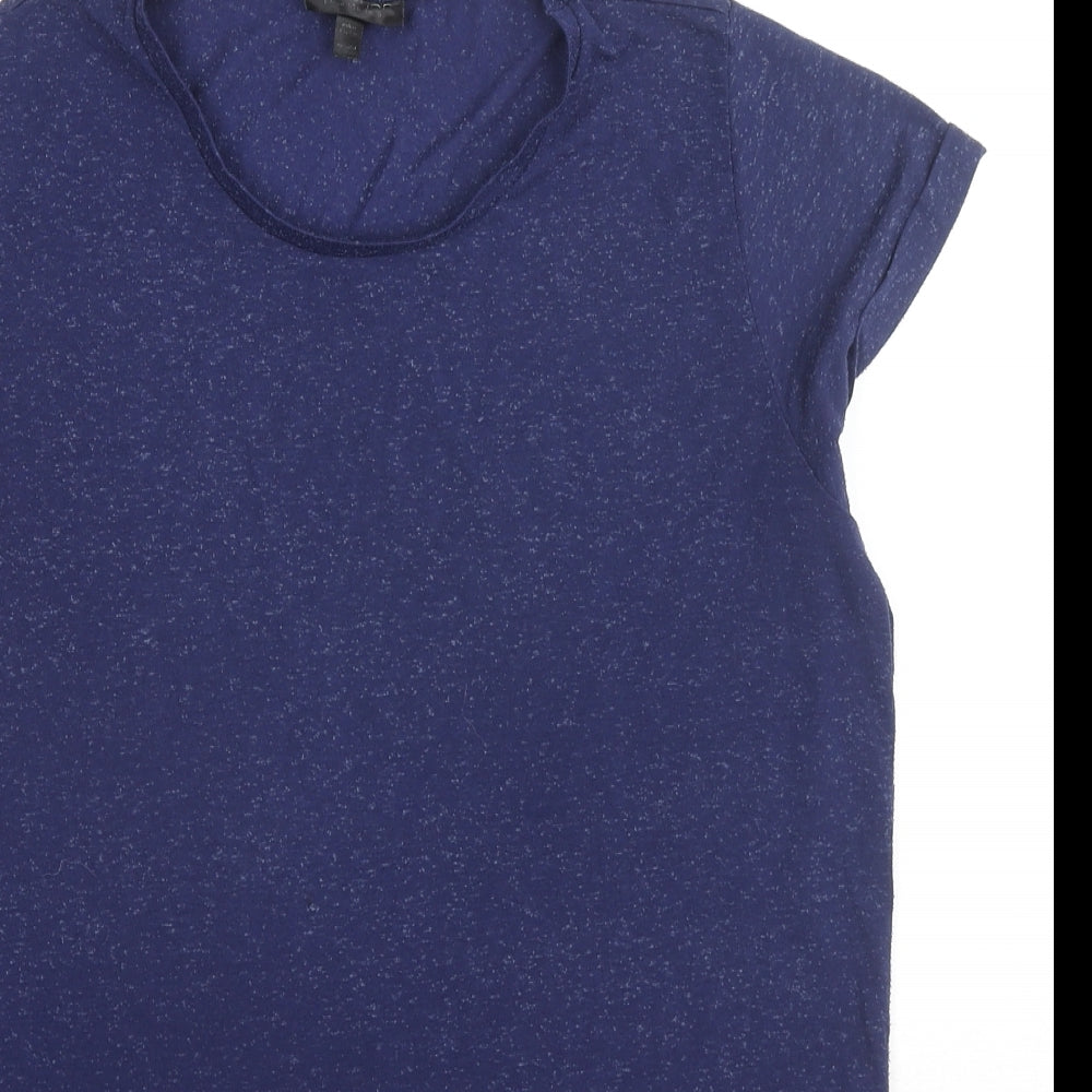 Topshop Womens Blue Polyester Basic T-Shirt Size 10 Crew Neck