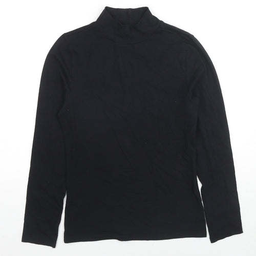 Marks and Spencer Womens Black Cotton Basic T-Shirt Size 8 High Neck