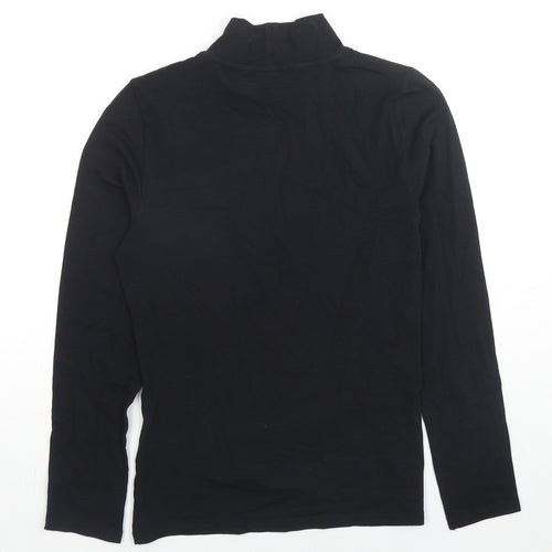Marks and Spencer Womens Black Cotton Basic T-Shirt Size 8 High Neck