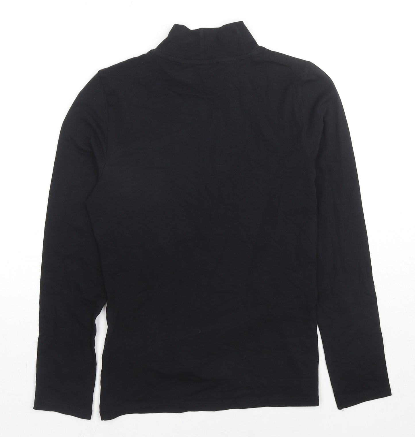 Marks and Spencer Womens Black Cotton Basic T-Shirt Size 8 High Neck