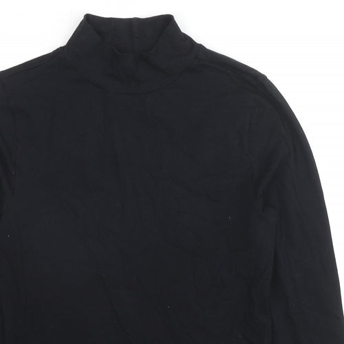 Marks and Spencer Womens Black Cotton Basic T-Shirt Size 8 High Neck