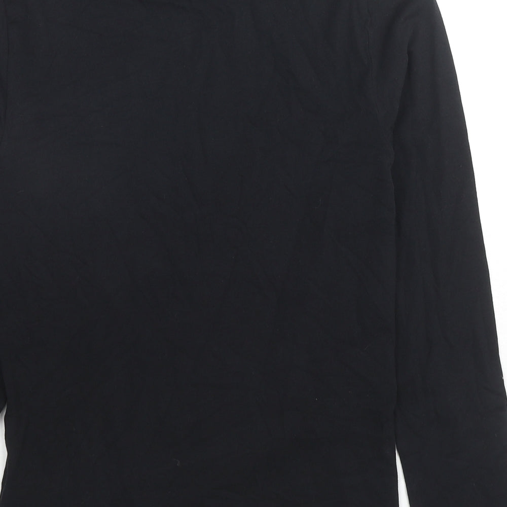 Marks and Spencer Womens Black Cotton Basic T-Shirt Size 8 High Neck