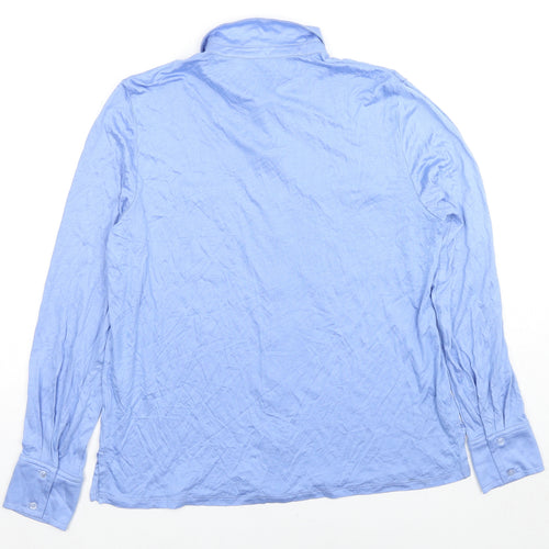 Marks and Spencer Womens Blue Viscose Basic Button-Up Size 12 Collared