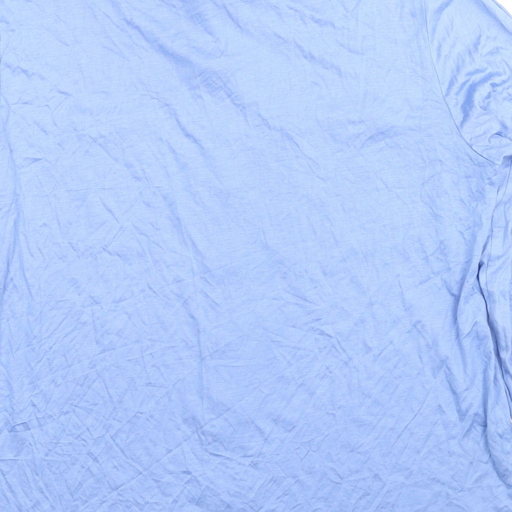 Marks and Spencer Womens Blue Viscose Basic Button-Up Size 12 Collared