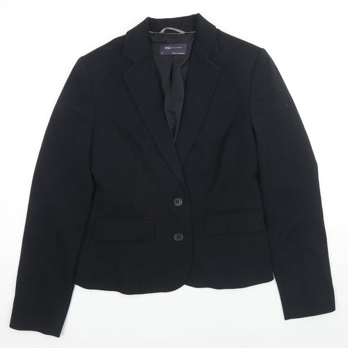 Marks and Spencer Womens Black Polyester Jacket Blazer Size 8