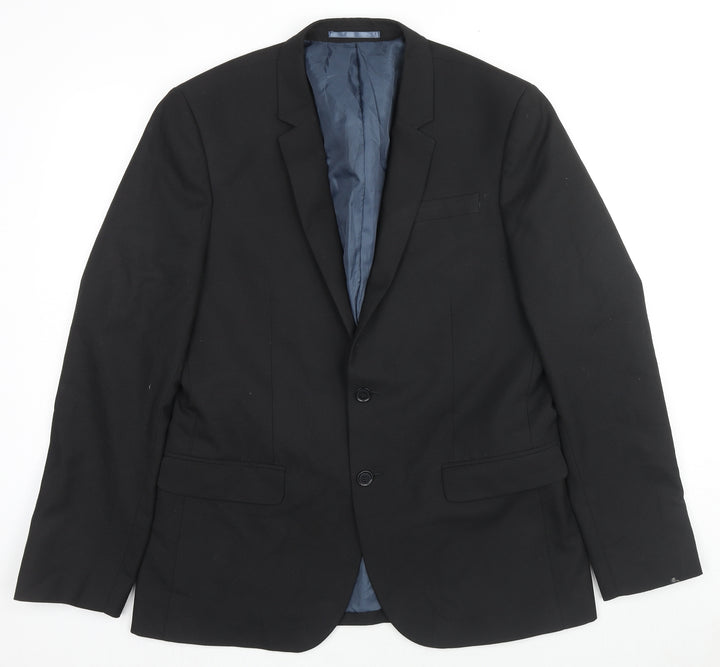 River Island Mens Black Polyester Jacket Suit Jacket Size 42 Regular