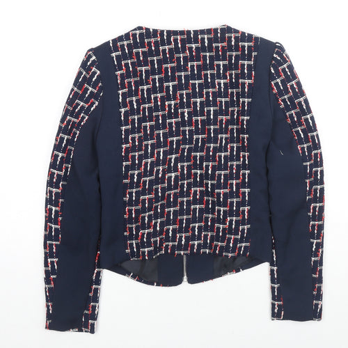 H&M Womens Blue Geometric Jacket Size 4 Zip