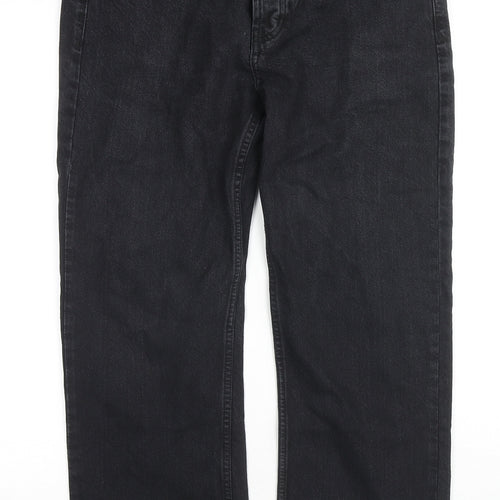 Denim & Co. Mens Black Cotton Straight Jeans Size 32 in L30 in Regular Zip