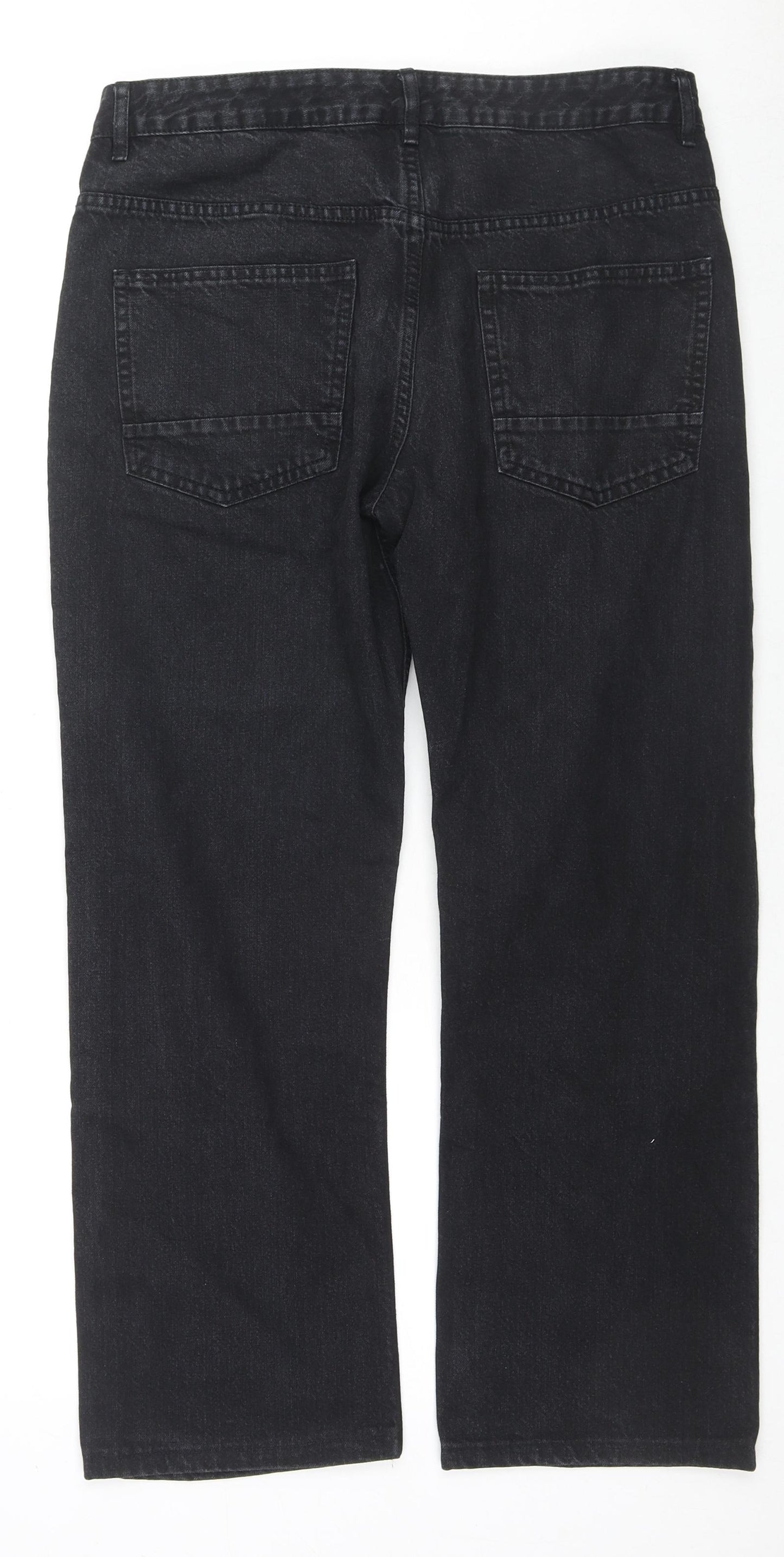 Denim & Co. Mens Black Cotton Straight Jeans Size 32 in L30 in Regular Zip