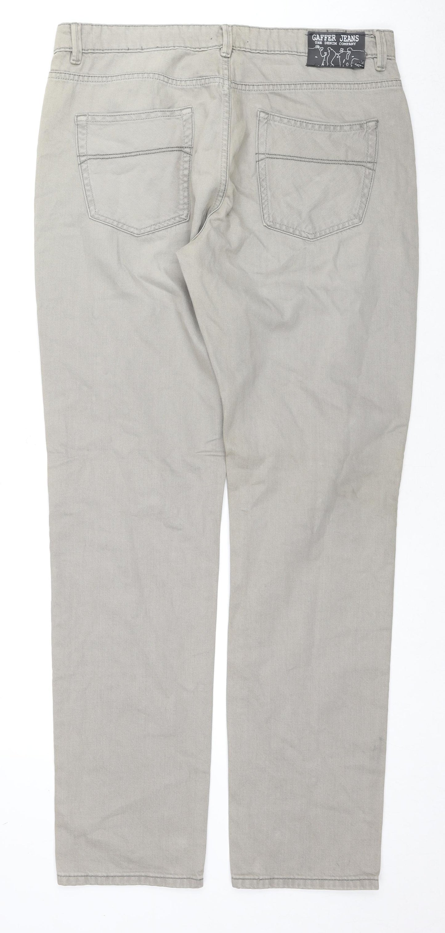 Gaffer Jeans Mens Beige Cotton Straight Jeans Size 34 in L34 in Regular Zip
