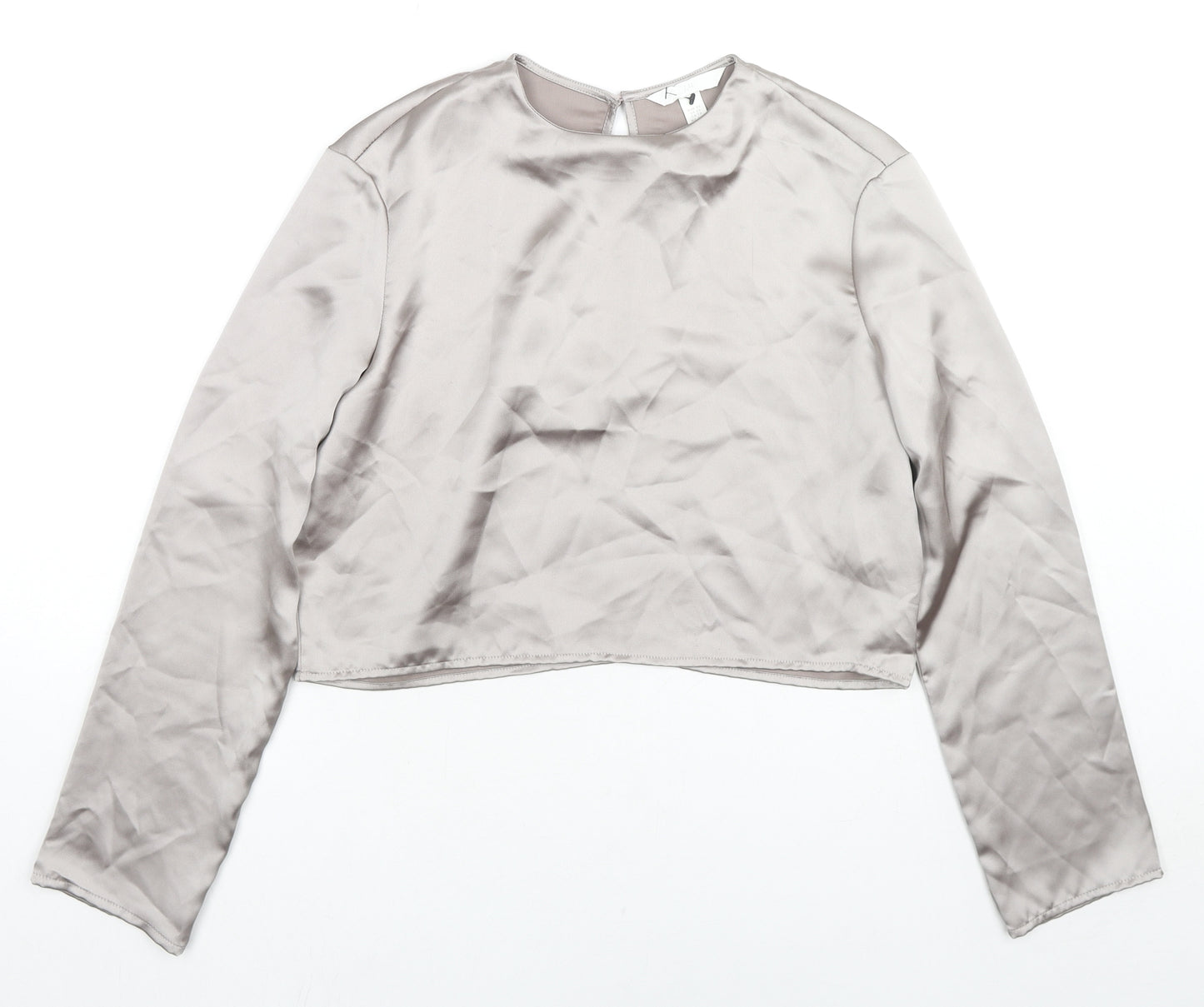 H&M Womens Beige Polyester Basic Blouse Size XS Round Neck