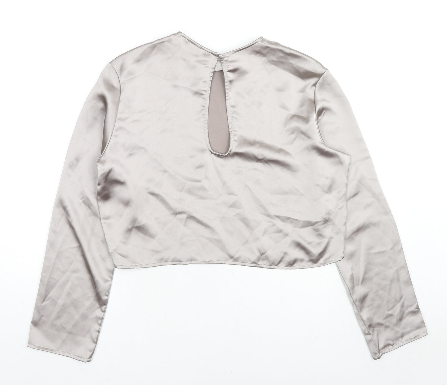 H&M Womens Beige Polyester Basic Blouse Size XS Round Neck