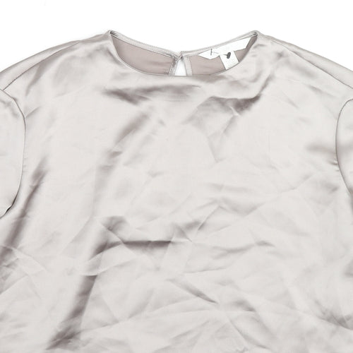 H&M Womens Beige Polyester Basic Blouse Size XS Round Neck