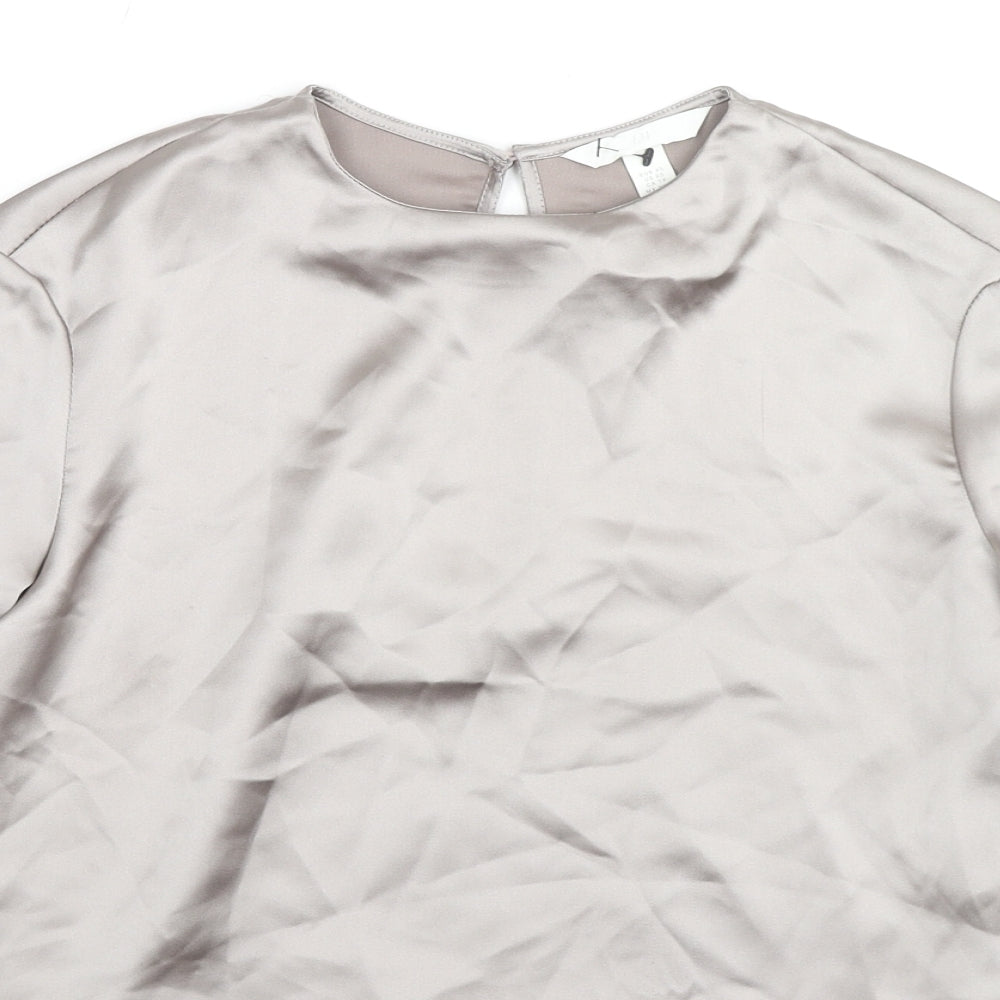 H&M Womens Beige Polyester Basic Blouse Size XS Round Neck