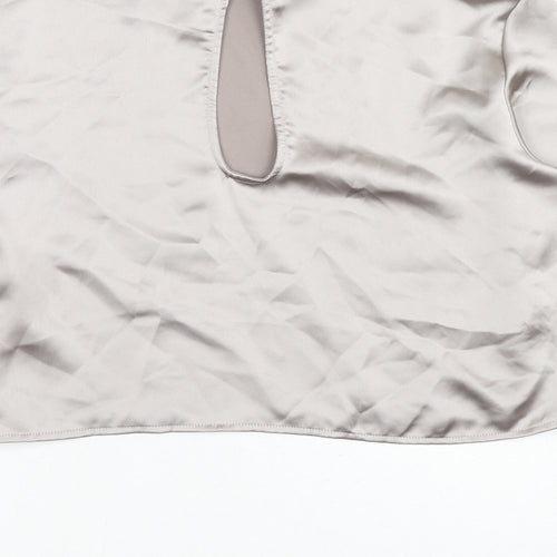 H&M Womens Beige Polyester Basic Blouse Size XS Round Neck