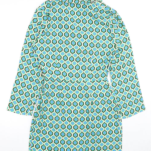Zara Womens Multicoloured Geometric Polyester Mini Size S V-Neck Zip