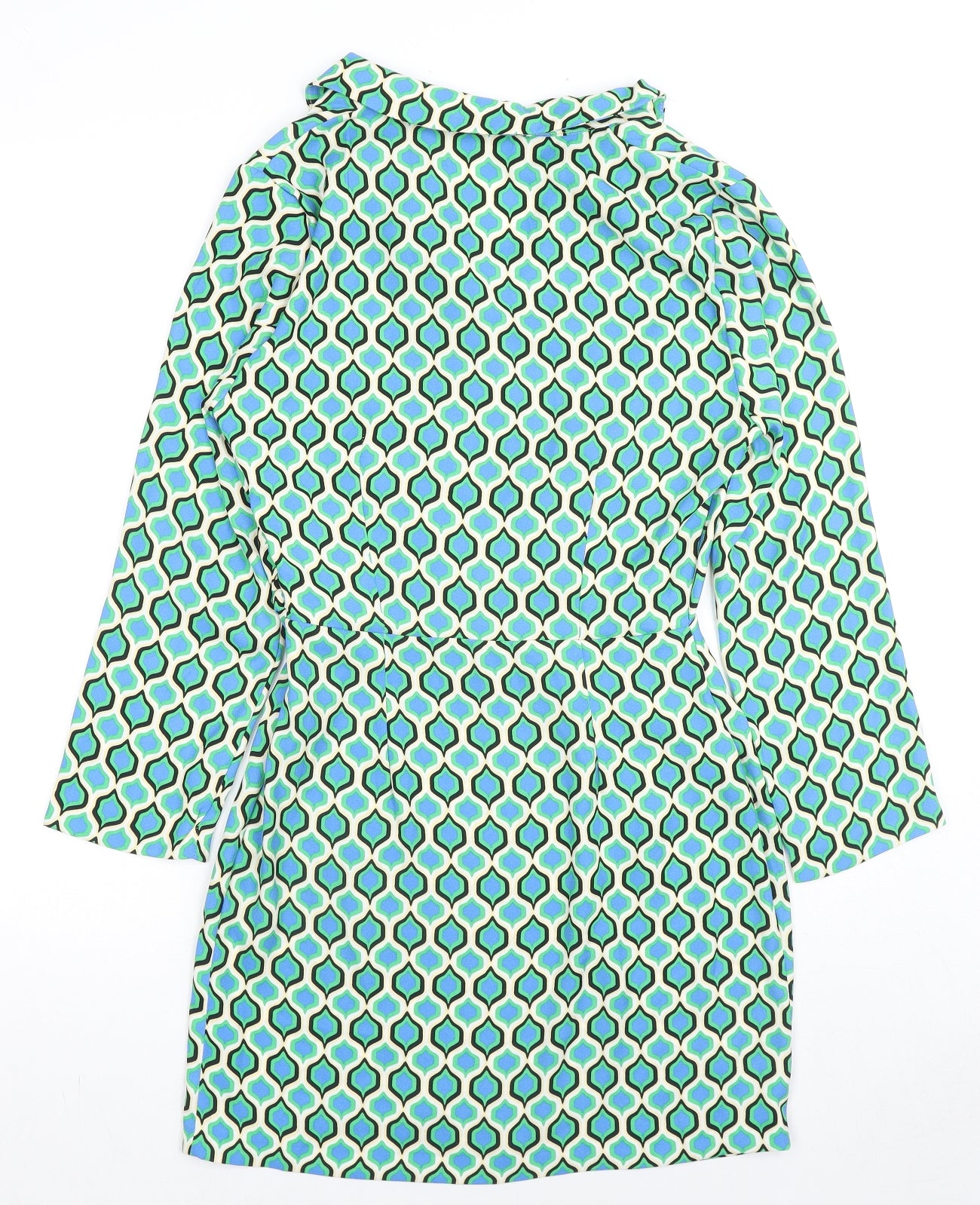 Zara Womens Multicoloured Geometric Polyester Mini Size S V-Neck Zip