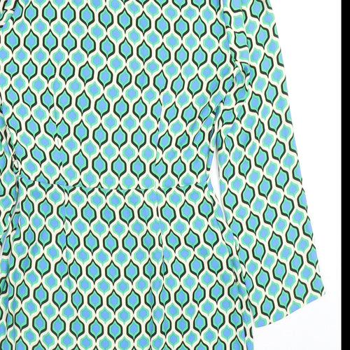 Zara Womens Multicoloured Geometric Polyester Mini Size S V-Neck Zip