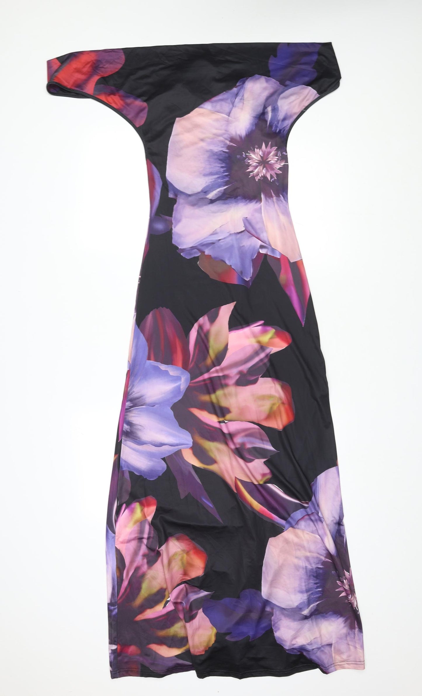 Mew Mews Womens Multicoloured Floral Polyester Maxi Size S Off the Shoulder Tie