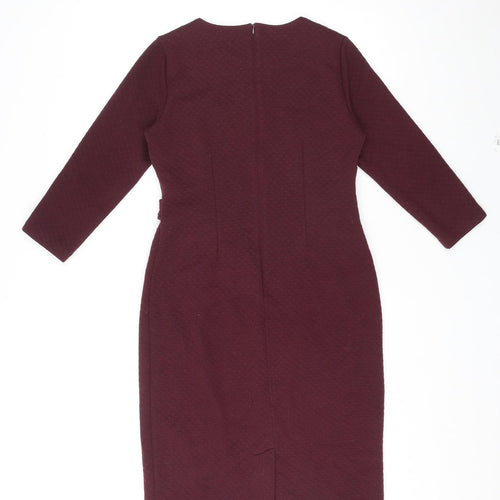 Eastex Womens Purple Polyester Pencil Dress Size 10 Boat Neck Zip