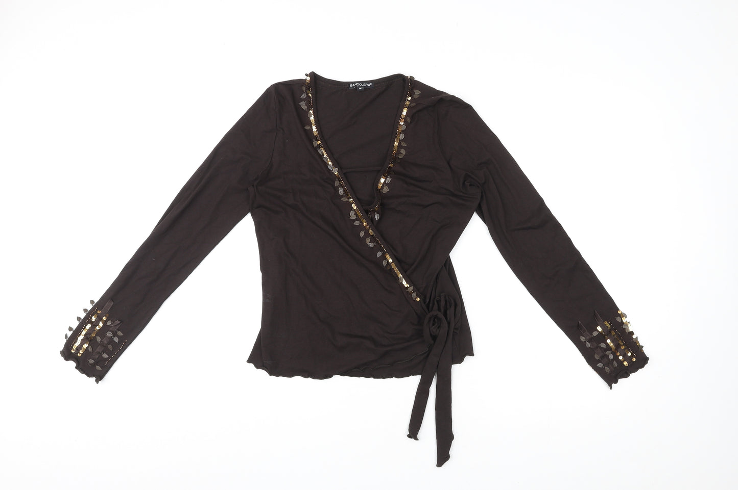 Bandolera Womens Brown Viscose Wrap Blouse Size M V-Neck