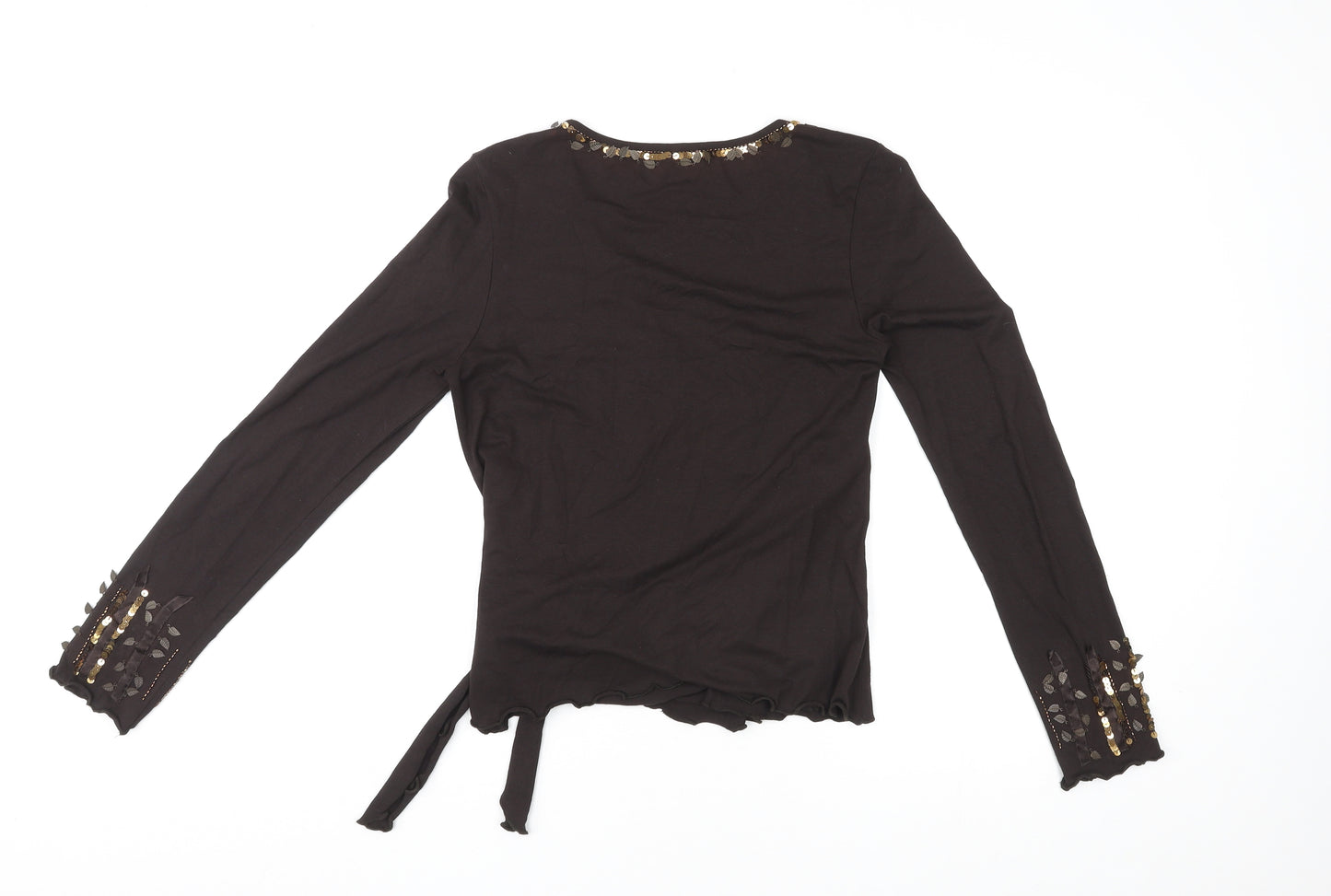 Bandolera Womens Brown Viscose Wrap Blouse Size M V-Neck