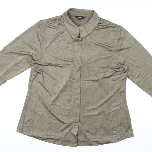NEXT Womens Brown Polyester Basic Button-Up Size 18 Collared