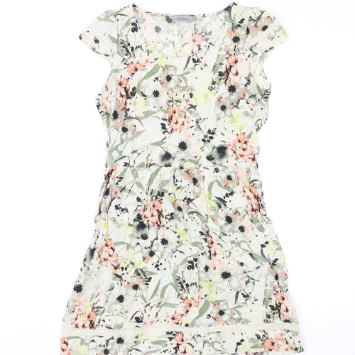 Dorothy Perkins Womens Multicoloured Floral Viscose Fit & Flare Size 6 Boat Neck Pullover