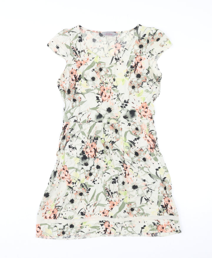 Dorothy Perkins Womens Multicoloured Floral Viscose Fit & Flare Size 6 Boat Neck Pullover