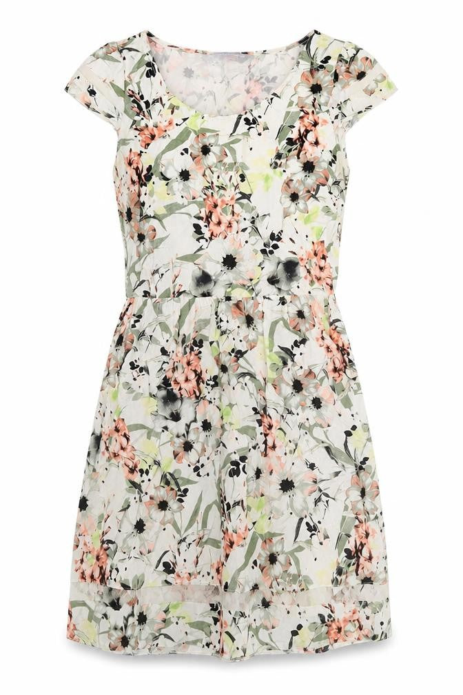 Dorothy Perkins Womens Multicoloured Floral Viscose Fit & Flare Size 6 Boat Neck Pullover