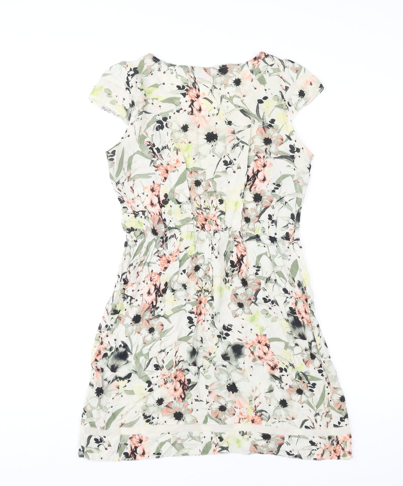 Dorothy Perkins Womens Multicoloured Floral Viscose Fit & Flare Size 6 Boat Neck Pullover