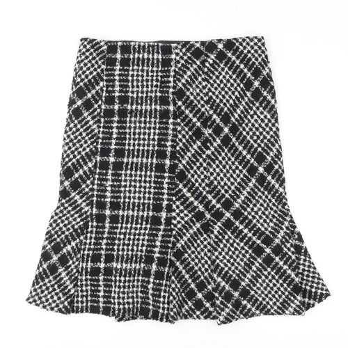 Zara Womens Multicoloured Plaid Acrylic A-Line Skirt Size 12 Zip