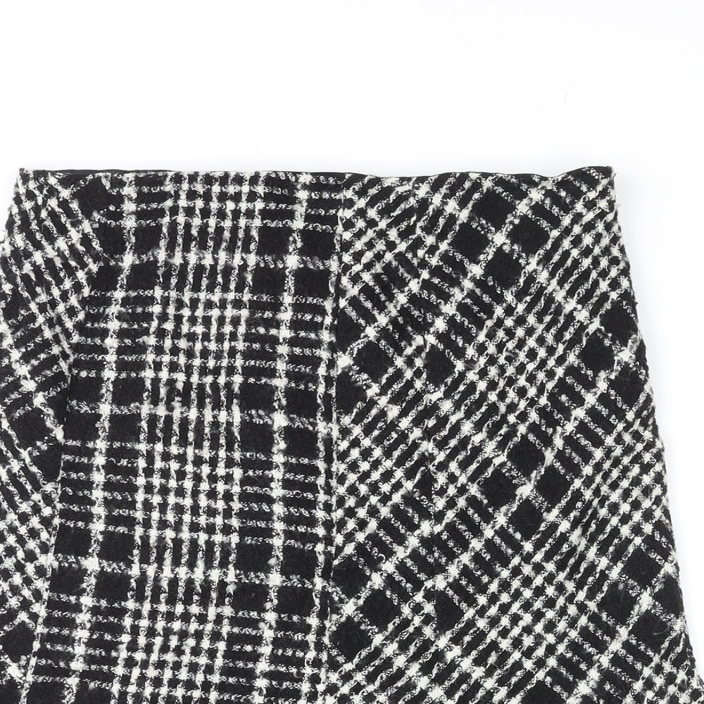 Zara Womens Multicoloured Plaid Acrylic A-Line Skirt Size 12 Zip