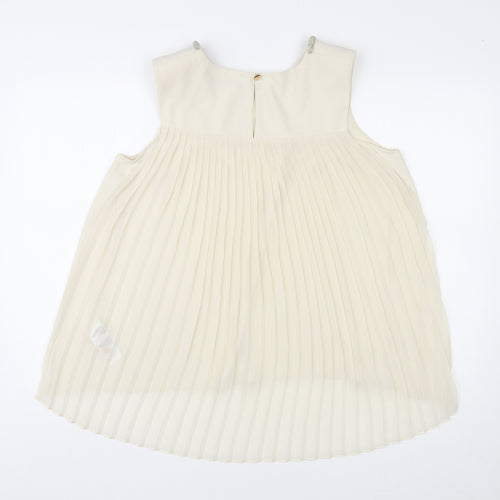 Oasis Womens Ivory Polyester Basic Tank Size 12 Round Neck