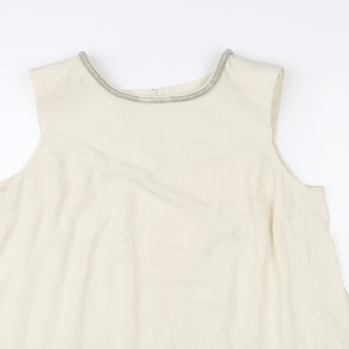 Oasis Womens Ivory Polyester Basic Tank Size 12 Round Neck
