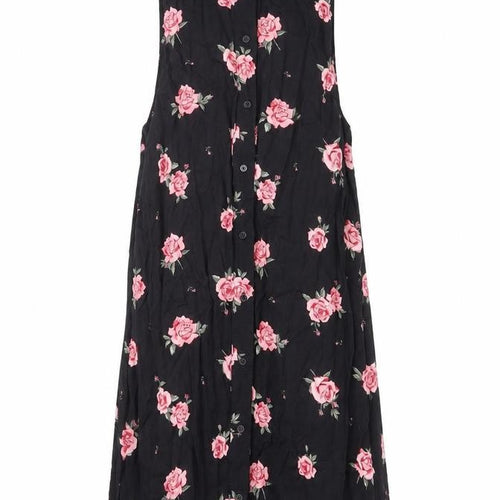 Divided by H&M Womens Multicoloured Floral Viscose Shirt Dress Size 10 Collared Button