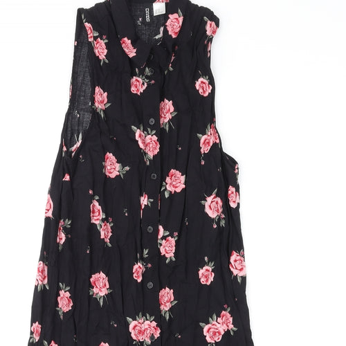 Divided by H&M Womens Multicoloured Floral Viscose Shirt Dress Size 10 Collared Button