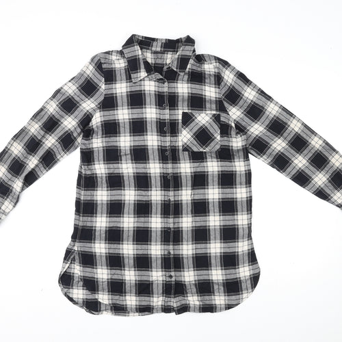 Marks and Spencer Womens Multicoloured Plaid Viscose Basic Button-Up Size 14 Collared