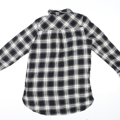 Marks and Spencer Womens Multicoloured Plaid Viscose Basic Button-Up Size 14 Collared