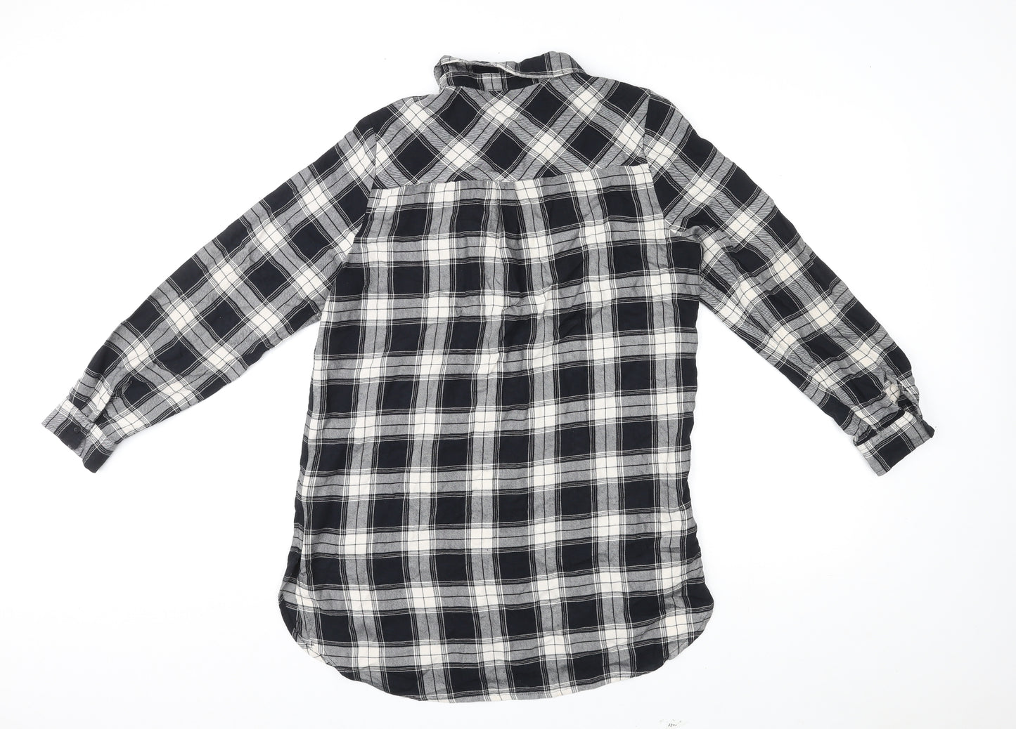 Marks and Spencer Womens Multicoloured Plaid Viscose Basic Button-Up Size 14 Collared