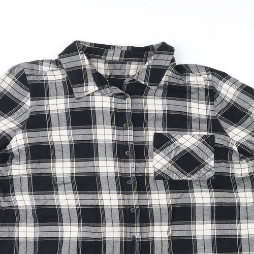 Marks and Spencer Womens Multicoloured Plaid Viscose Basic Button-Up Size 14 Collared