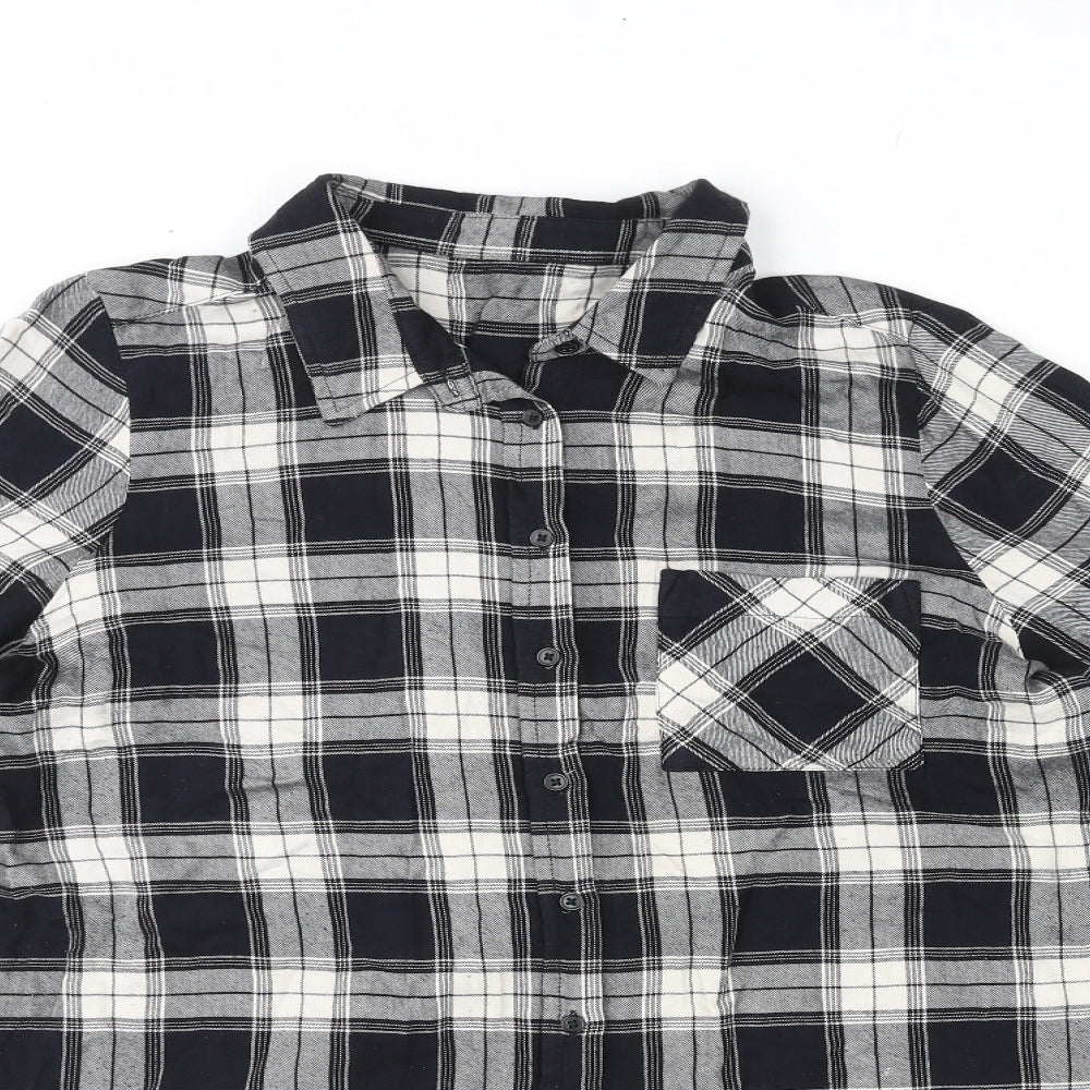 Marks and Spencer Womens Multicoloured Plaid Viscose Basic Button-Up Size 14 Collared