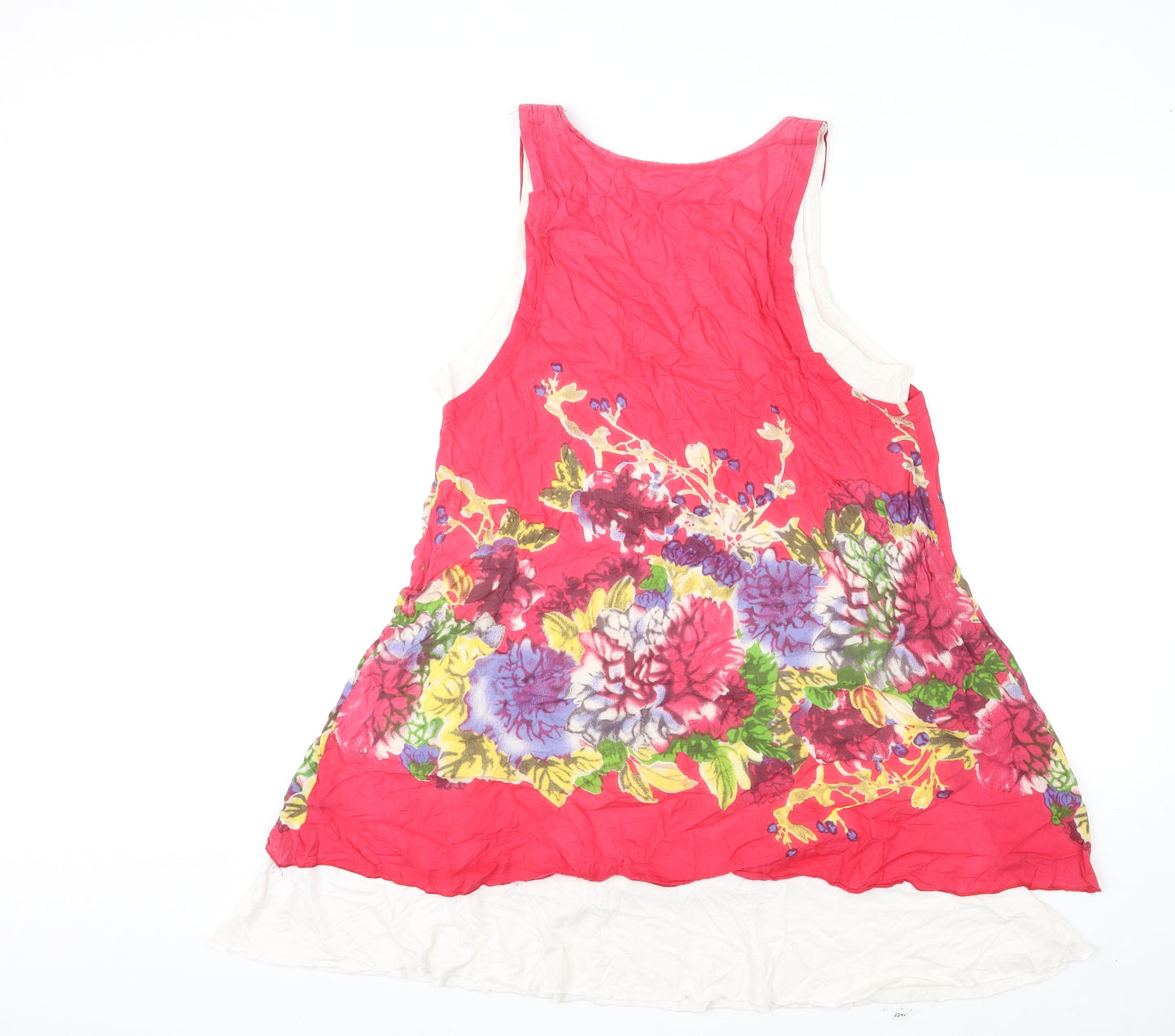 Joe Browns Womens Pink Floral Cotton Basic Tank Size 12 Scoop Neck