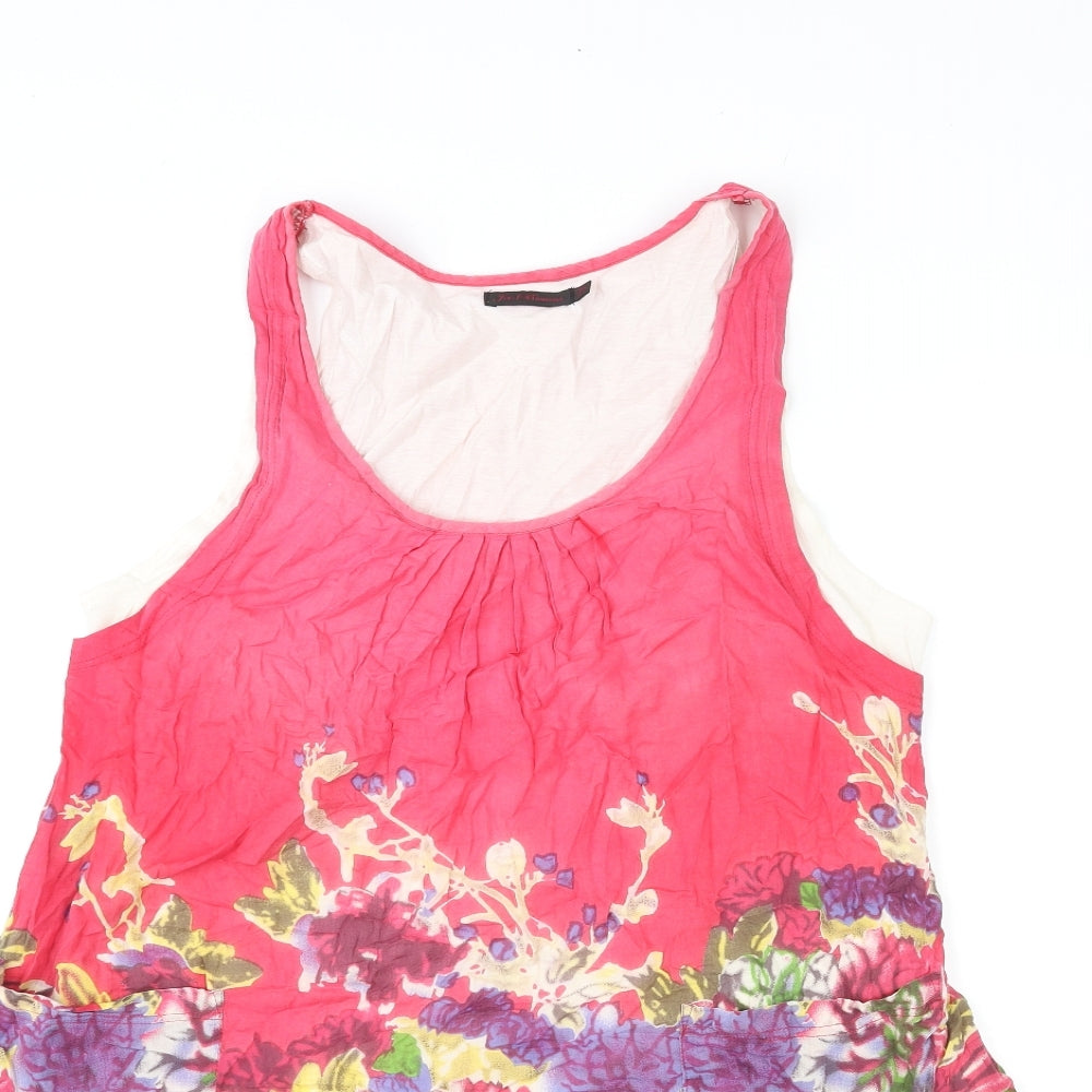 Joe Browns Womens Pink Floral Cotton Basic Tank Size 12 Scoop Neck