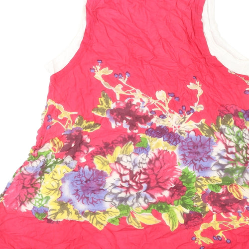 Joe Browns Womens Pink Floral Cotton Basic Tank Size 12 Scoop Neck